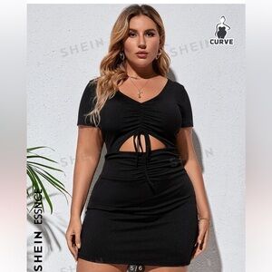 Drawstring cut out body-con dress